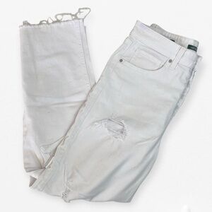 Wild Fable Light Wash White distressed ripped high rise button up Denim Jeans 6